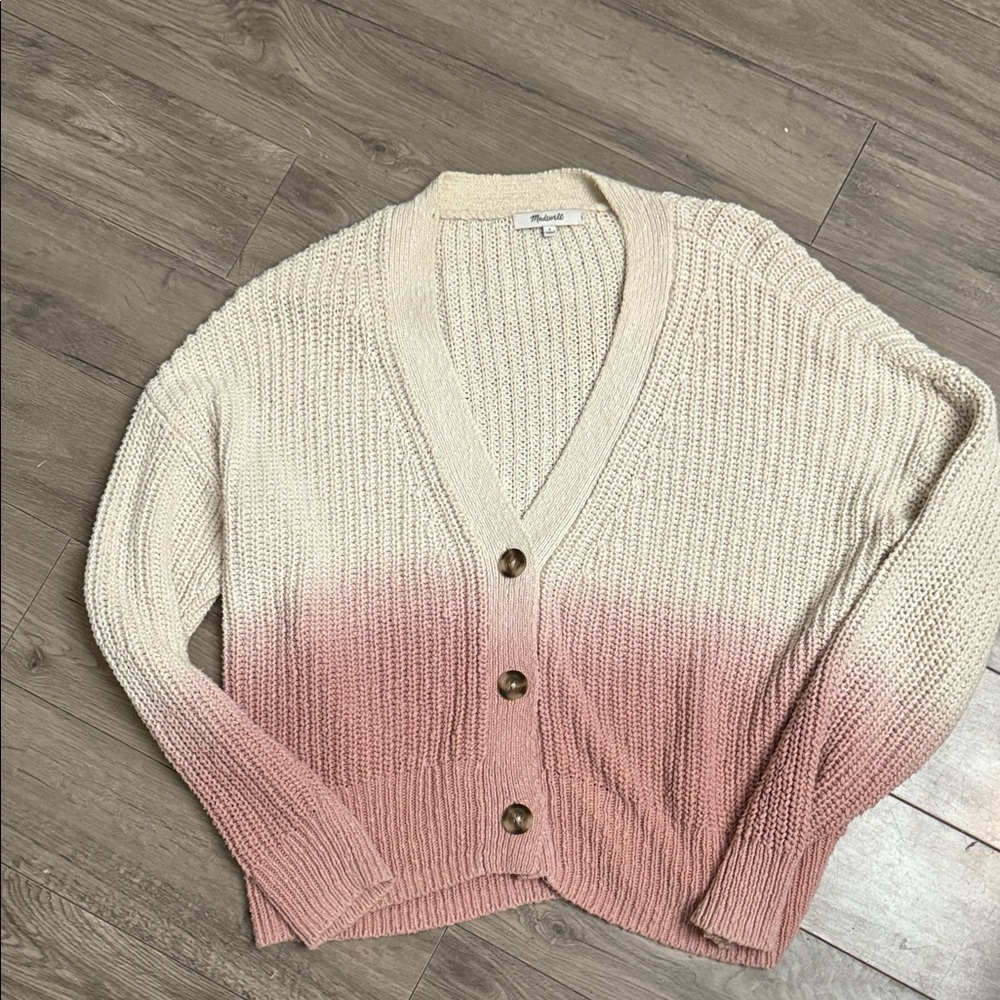 Madewell Pink and Cream Gradient Cardigan
